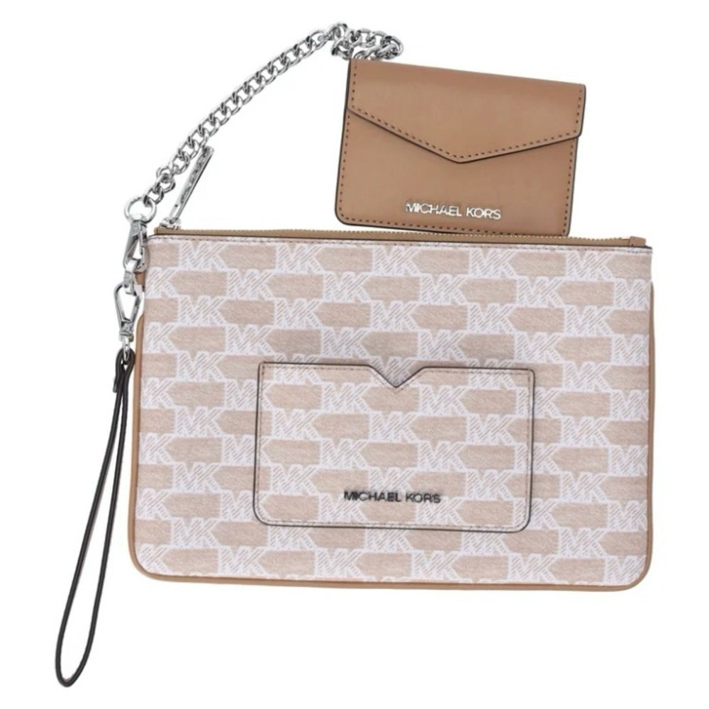 Michael Kors Jet Set (2 In 1 Card Case)Wristlet Clutch MK Signature (NWOT)